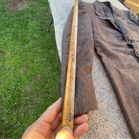 Vintage Blazer Lou Myles Wool Sport Coat three Button Herringbone Union Made - Picture 13 of 16